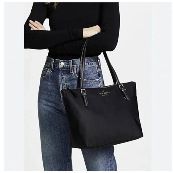 Kate Spade Watson Lane Maya Black Nylon Leather Tote - Picture 1 of 13